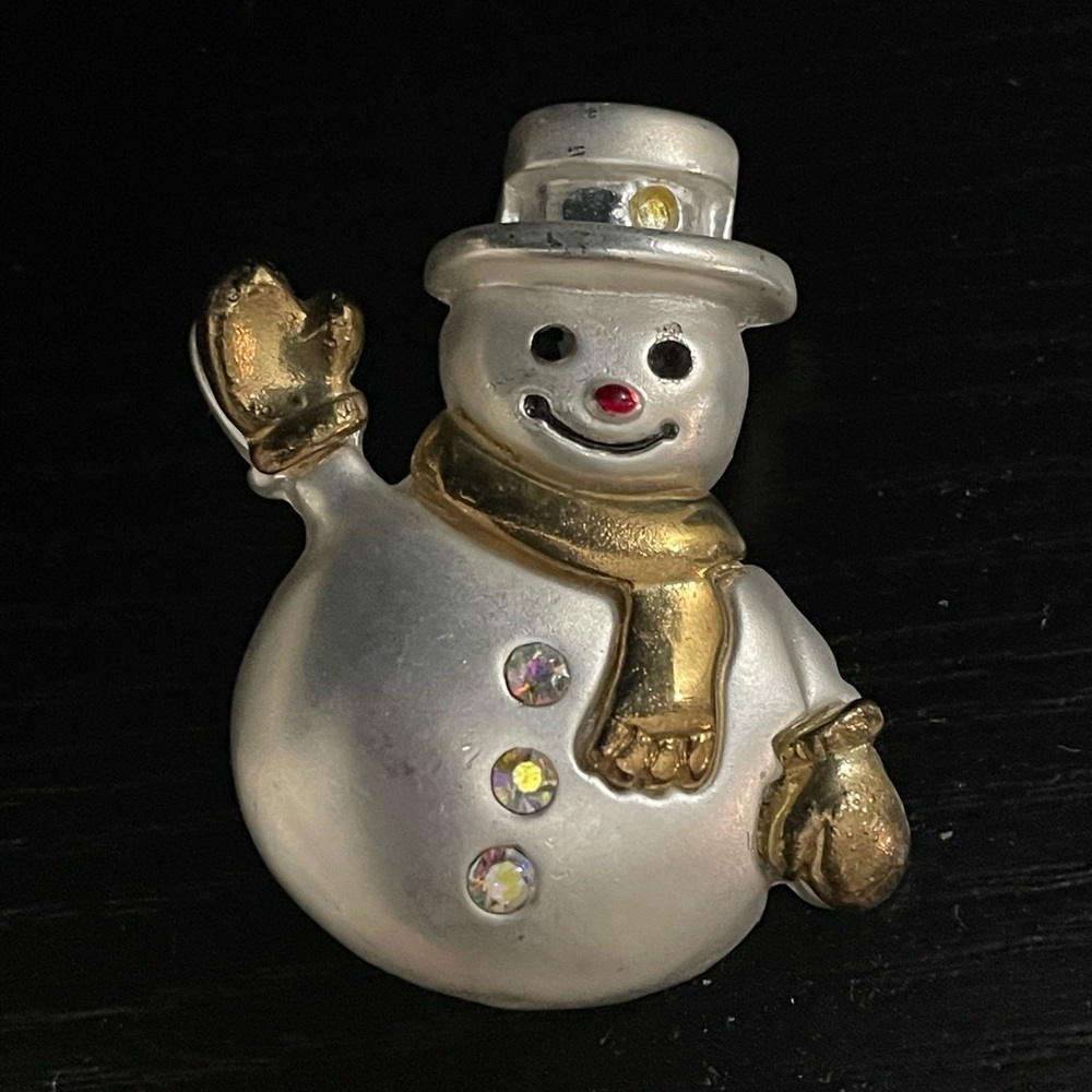 Mr Mittens Snowman Brooch Christmas, holidays, Santa,